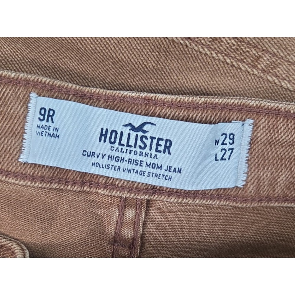 Hollister Curvy High Rise Mom Jean Brown 9R Vintage Stretch Tapered Leg Comfort - Picture 4 of 8